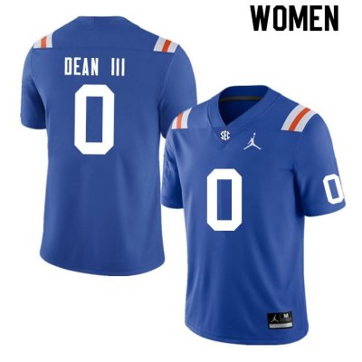 Women's Florida Gators #0 Trey Dean III NCAA Nike Blue Throwback Authentic Stitched College Football Jersey HSS2062SE